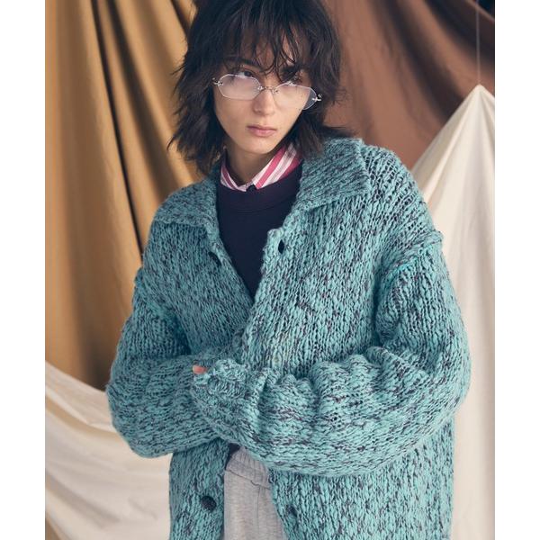カーディガン 「UNISEX」Slub Yarn Prime-Over Collared Cardi...