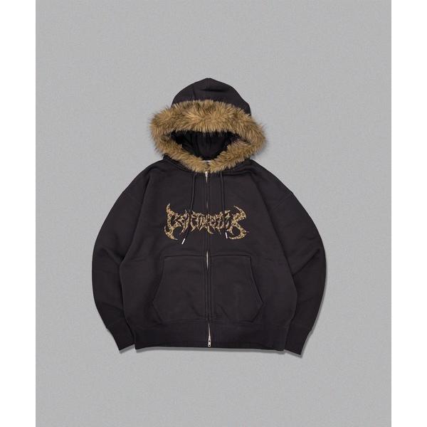パーカー Tribal logo fur zip hoodie メンズ