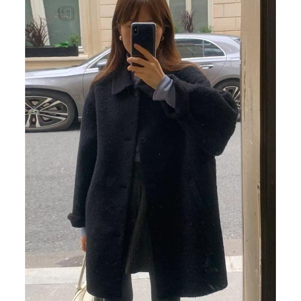 コート チェスターコート ウールライクステンカラーコート レディース