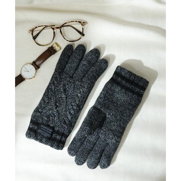 手袋 ローゲージ ケーブル 暖か裏ボア メンズ