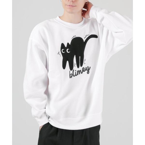 トレーナー スウェット 黒猫アップリケ裏起毛スウェット メンズ レディース