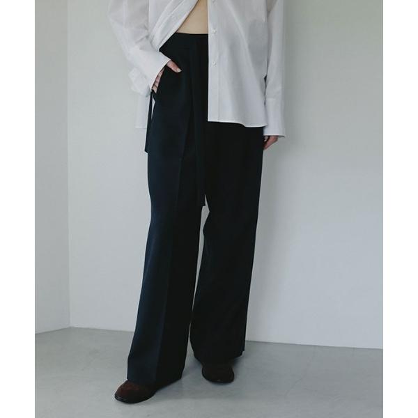 ワイドパンツ パンツ SANTEデザインベルトダブルフェイスパンツ レディース