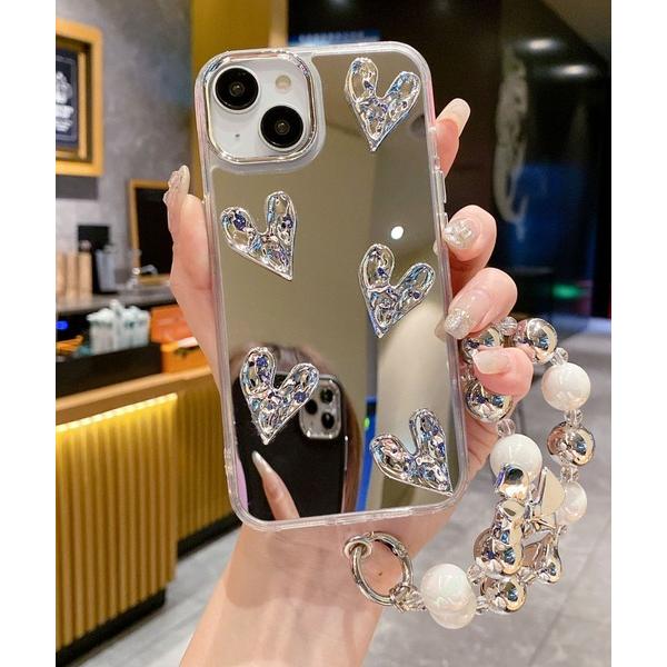 スマホケース 立体ハート クリア ミラー iPhoneカバー アイフォン スマホケース ipc784