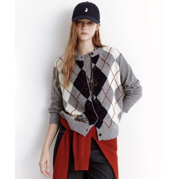 カーディガン アーガイルチェック柄 ウールニットカーディガン FD25S085「Fano Studi...