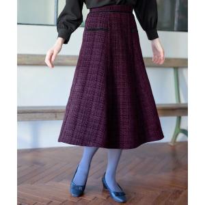 スカート ベロアラインツイードスカート