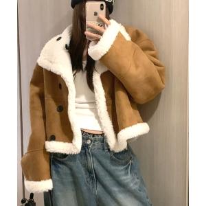 コート アウター リバーシブルフェイクムートンボアジャケット レディース