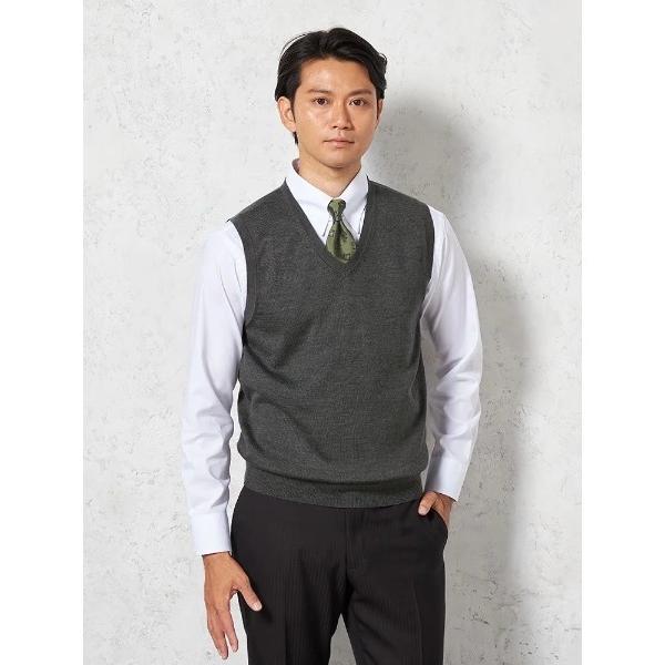 ベスト ジレ 「制電＆抗ピリング」天竺 Ｖネックベスト  無地 リッケンバッカー メンズ