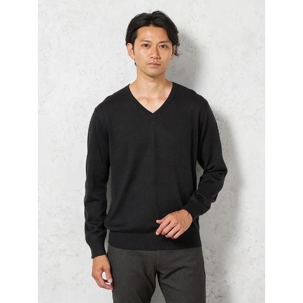 セーター ニット 「制電＆抗ピリング」天竺 Ｖネックセーター  無地 リッケンバッカー 秋冬 メンズ