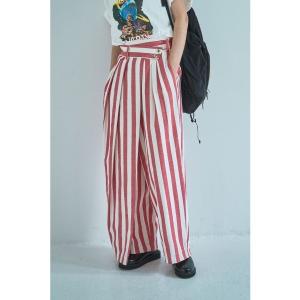 ワイドパンツ パンツ STRIPED WRAP WIDE PANTS レディース