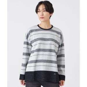 tシャツ 「ウォッシャブル」ウールジャカードジャージーボーダーカットソー レディース