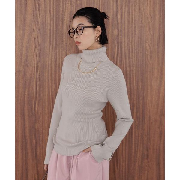 ニット セーター 「新素材でブラッシュアップ」リブタートルニット レディース