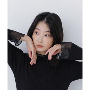 ニット セーター シアーフレアカフスリブニット レディース