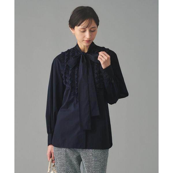 ブラウス シャツ タックフリル ボウ ブラウス レディース