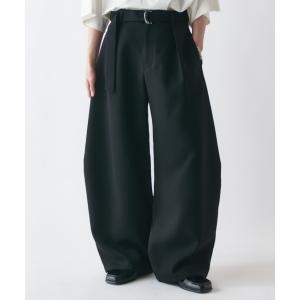 ワイドパンツ スラックス ベルテッドダブルクロスバルーンカーブスラックスパンツ メンズ