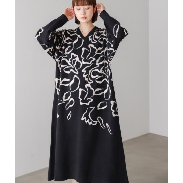 ワンピース 袋ジャガード柄マキシワンピース