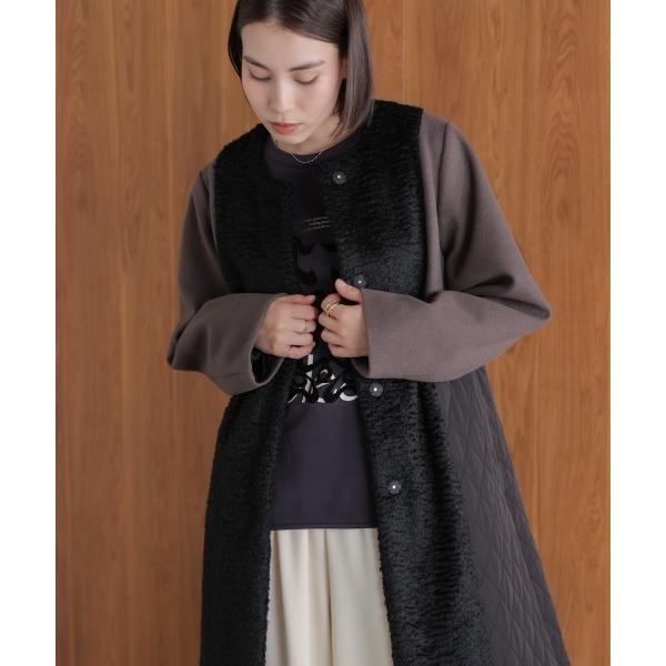 ダウンコート ダウンジャケット 異素材配色コート レディース