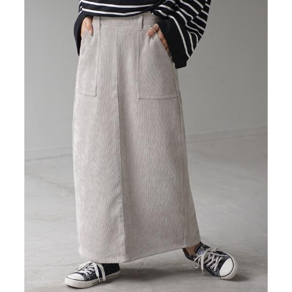 スカート すっきり見え コーデュロイスカート