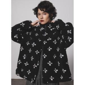ブルゾン アウター フラワーボアジップブルゾン レディース