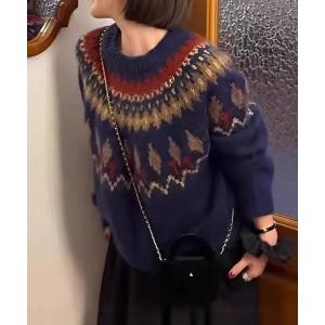 ニット セーター 求心柄ニットトップス レディース