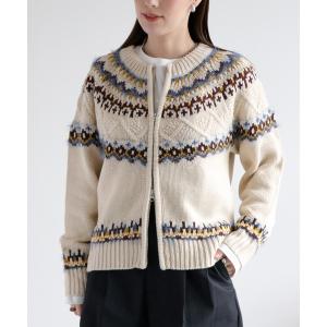 カーディガン キュウシン柄ジップカーディガンJKT レディース