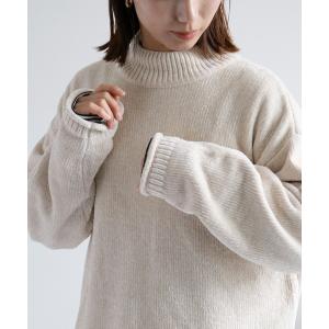 ニット セーター ベロアモールモックネックニットプルオーバー レディース