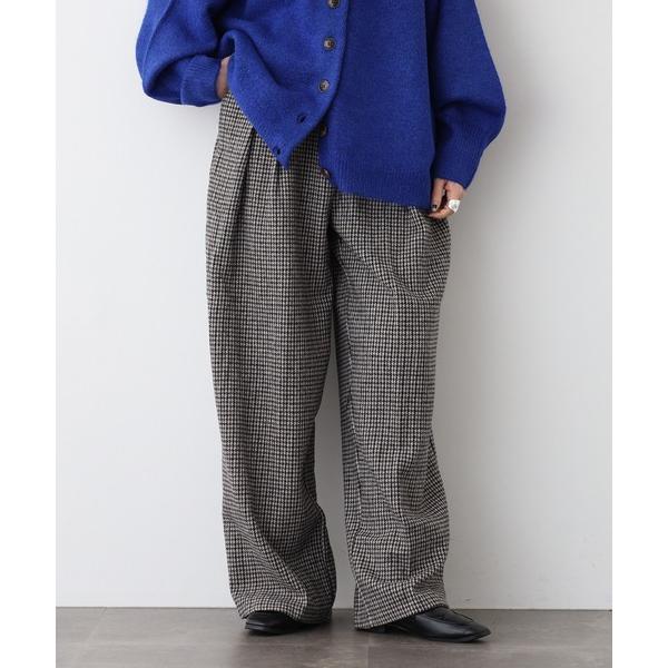 パンツ タックトラウザーズチェックパンツ レディース