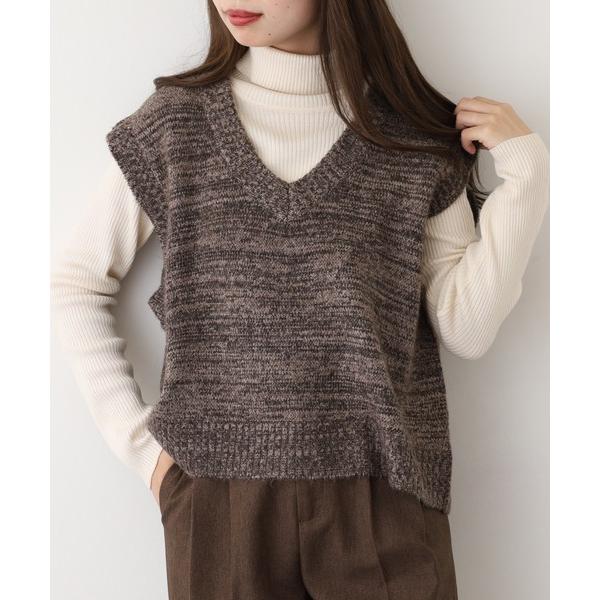 ベスト ジレ Vネックニットベスト レディース