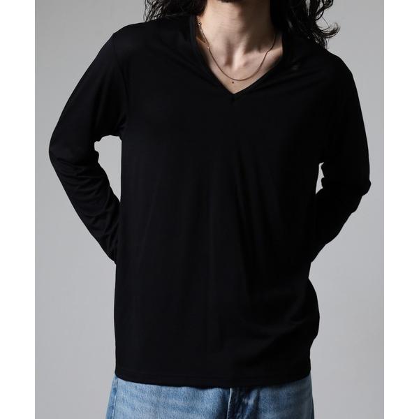 インナーシャツ 肌着 吸湿発熱インナー長袖Vネックシャツ メンズ