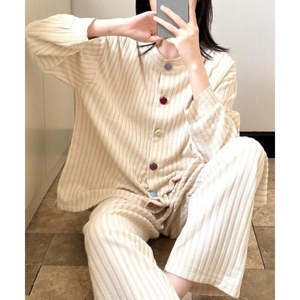 パジャマ ルームウェア リブ素材ルームウェアセット レディース