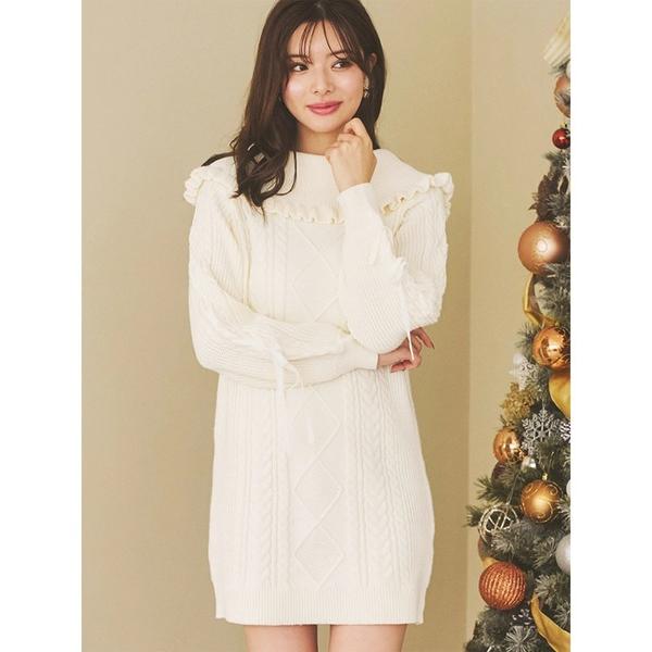 ワンピース レースアップオフショルワンピース