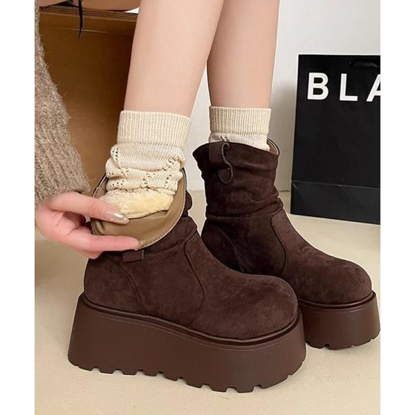 ブーツ スエード調厚底ブーツ レディース