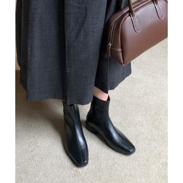 ブーツ サイドジップ付きショートブーツ レディース