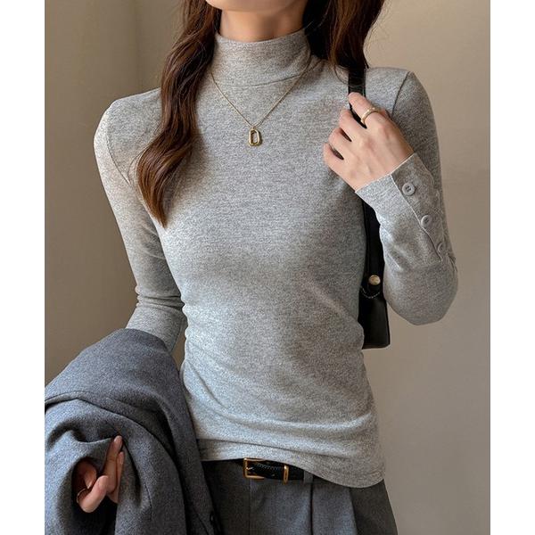 tシャツ ベーシックリブタートルトップス レディース