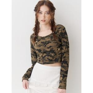 tシャツ アイレットクロップドロンＴ レディース