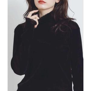 tシャツ ベロアタートルカットソー レディース