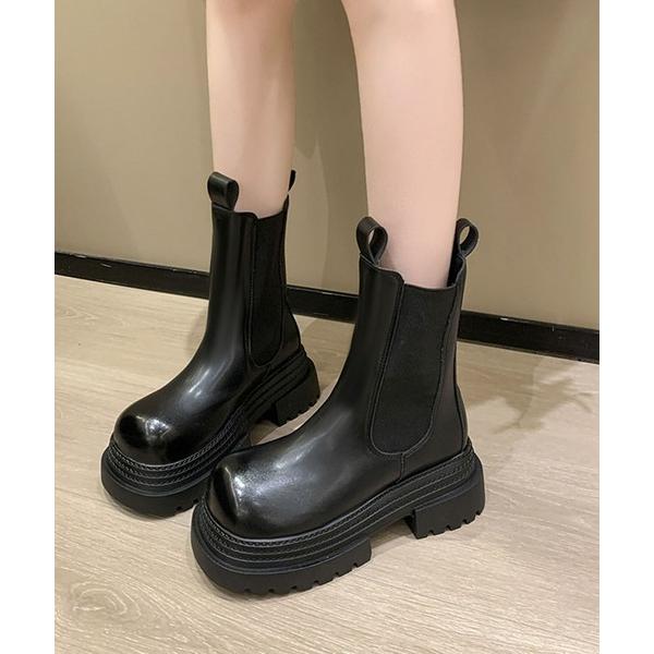 ブーツ フェイクレザーサイドゴアブーツ/厚底/プラットフォームブーツ レディース
