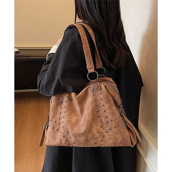 ハンドバッグ ヴィンテージ風スタッズラインハンドバッグ/Y2K