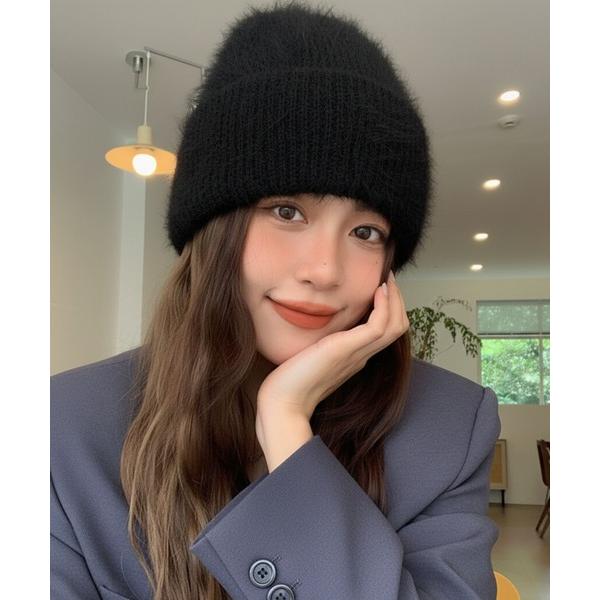 ニット帽 ニットキャップ ふんわりモヘアニットスタンダードビーニー/ミニマル レディース