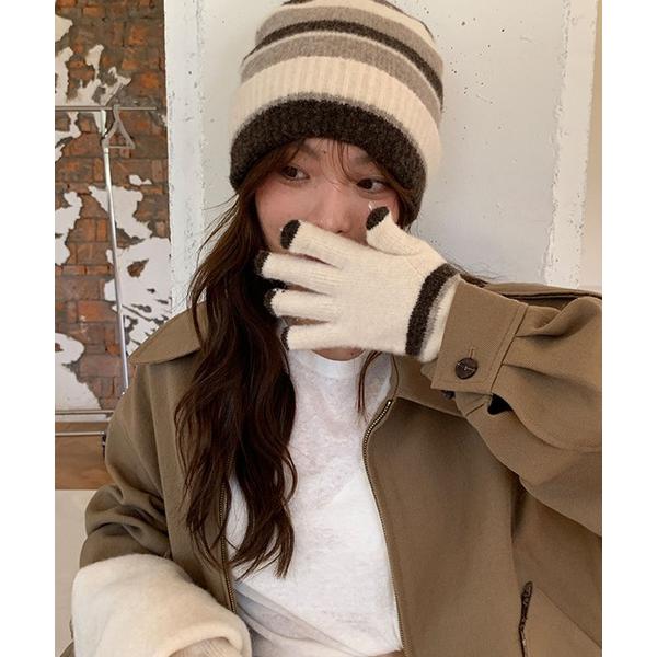 ニット帽 ニットキャップ マルチボーダービーニー/ニット帽/トレンド レディース
