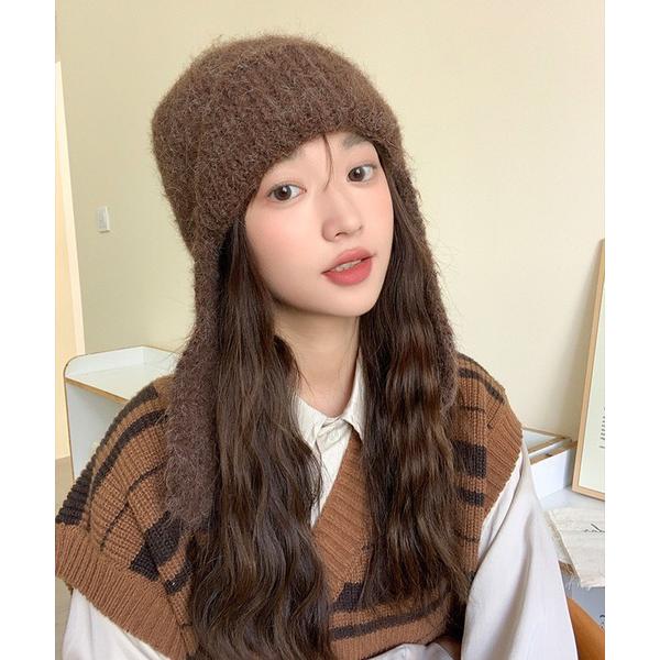 ニット帽 ニットキャップ 2WAYイヤーニットキャップ ニット帽 /パイロット 韓国 ビーニー 冬 ...