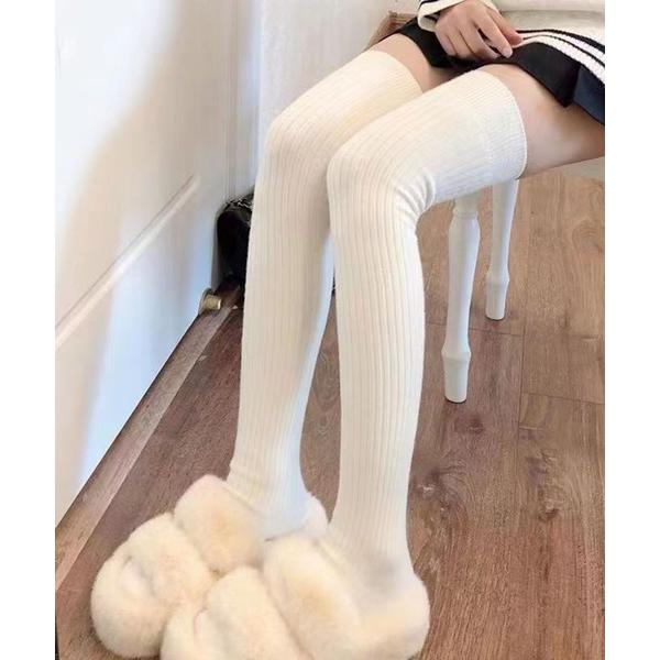 靴下 リブニーハイソックス/ルーズソックス レディース