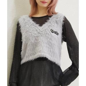 tシャツ シャギーニットベスト レディース