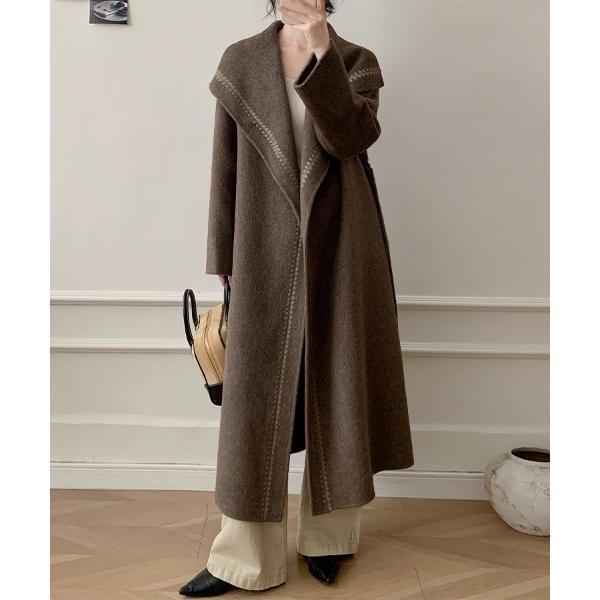 コート チェスターコート ウールベルト付きロングコート レディース