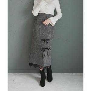 スカート 2025秋冬新作 ネップツイードレーストリムスカート
