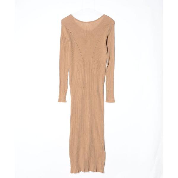「Ameri」 ニットワンピース MEDIUM ベージュ レディース