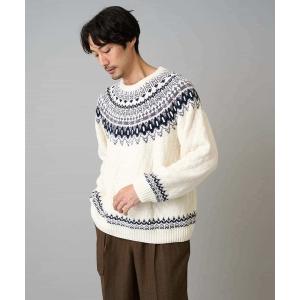 セーター ニット 「洗える」モール求心柄クルーネックニット メンズ