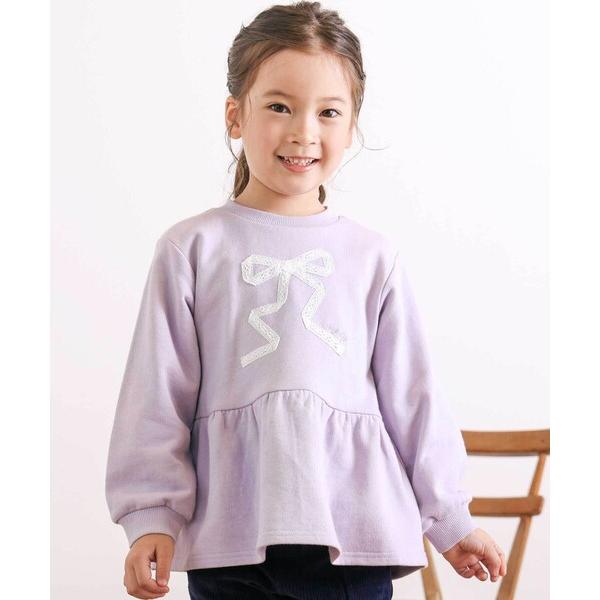 トレーナー  レースリボン付きペプラムトレーナー(80~130cm) キッズ 子供服 女の子