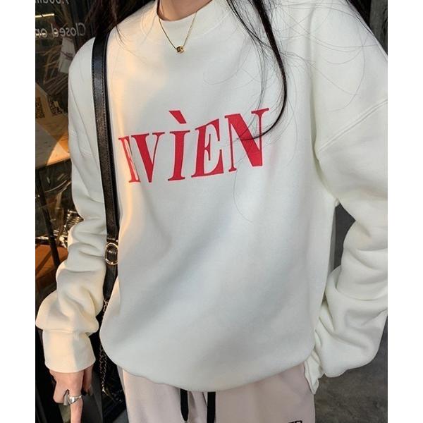 トレーナー スウェット フロント刺繍ロゴルーズシルエットプルオーバー レディース