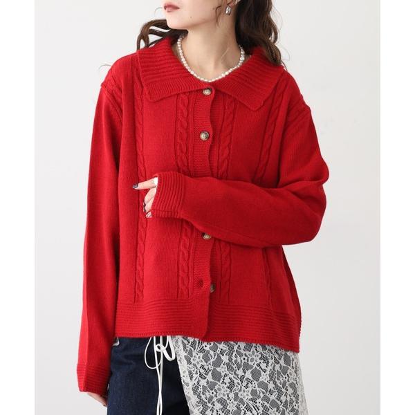 カーディガン BRODIAEA イタリア糸衿付きカーディガン レディース