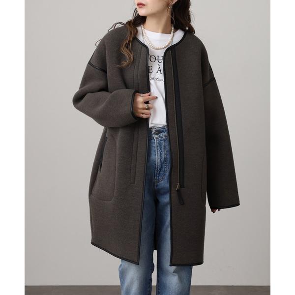 ノーカラーコート コート EGLANTINE パイピングボンディングコート レディース